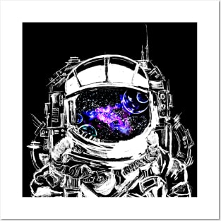 Traveling Astronaut Purple Galaxy Nebula Posters and Art